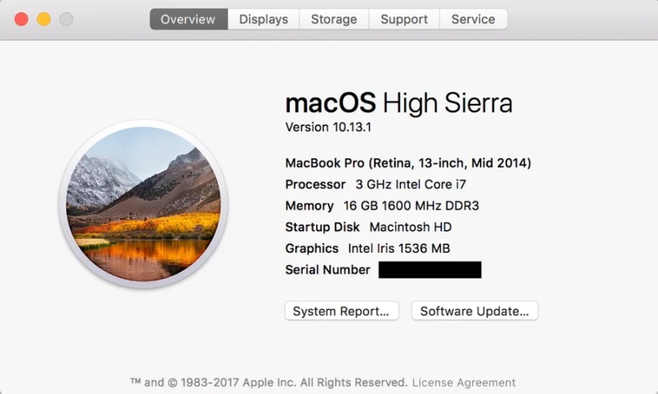 cách xem cấu hình macbook