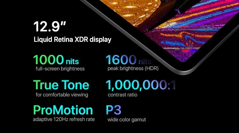 công nghệ màn hình ipad pro m2 12.9 inch