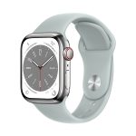 apple watch viền thép dây cao su xanh