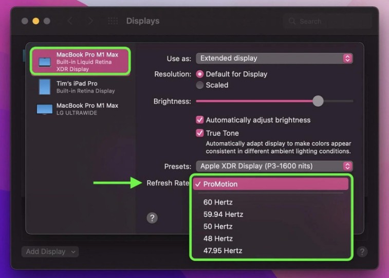 Cách thay đổi tần số quét màn hình MacBook Air