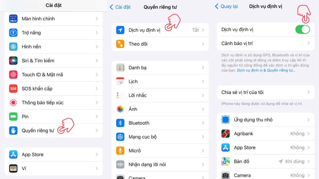Các bước bật tính năng định vị trên iPhone