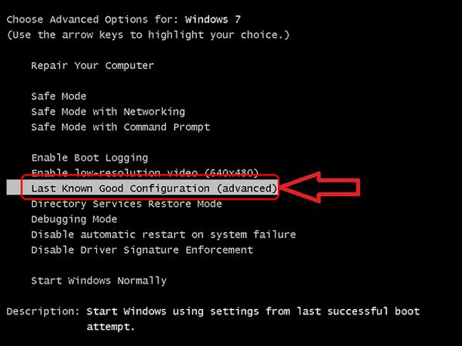 Sửa lỗi Laptop Windows không khởi động với Last Known Good Configuration