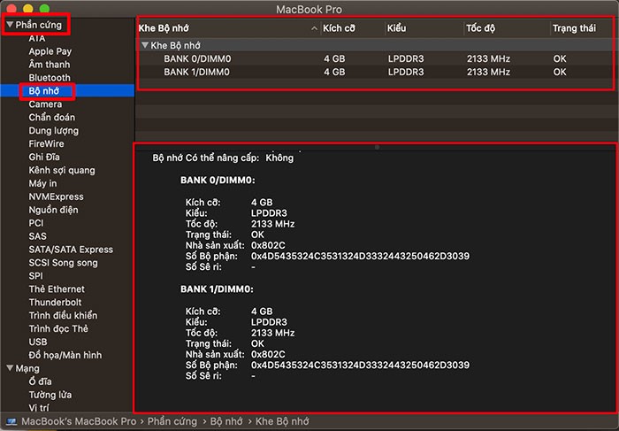 Kiểm tra thông tin RAM trên Macbook