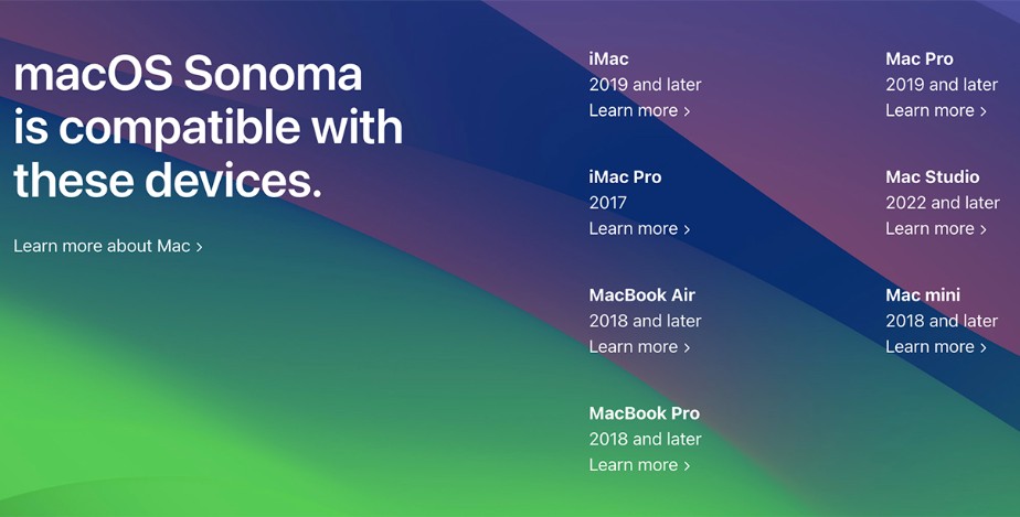 macos sonoma hỗ trợ máy nào