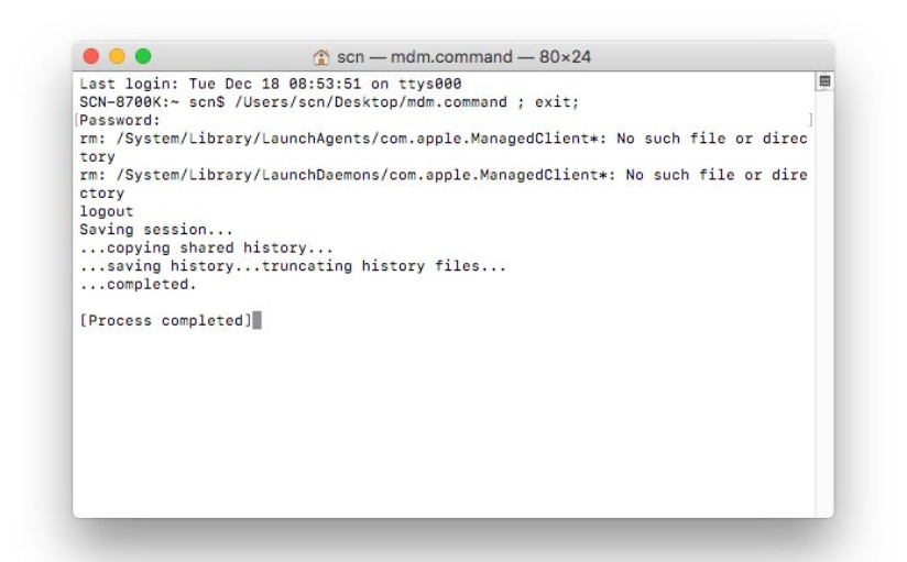 xóa file kích hoạt mdm