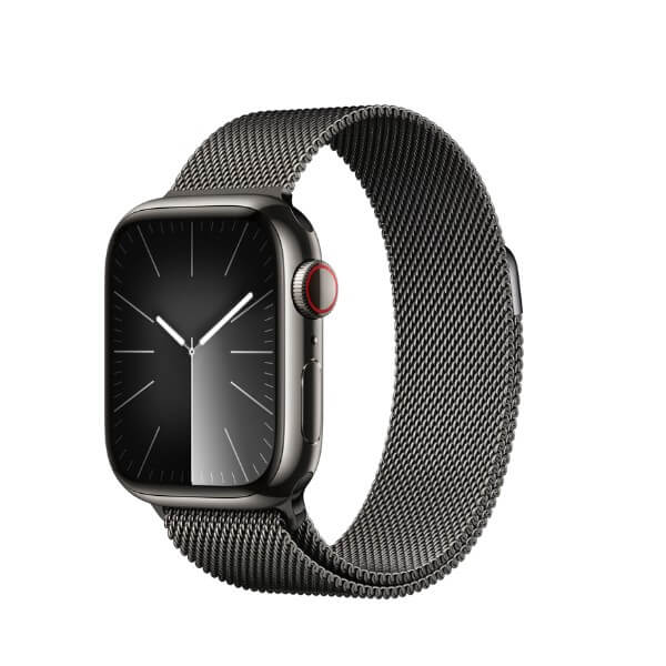 apple watch series 9 màu than chì viền thép dây thép, apple watch series 9 45mm viền thép dây thép