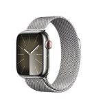 apple watch series 9 màu bạc viền thép dây thép