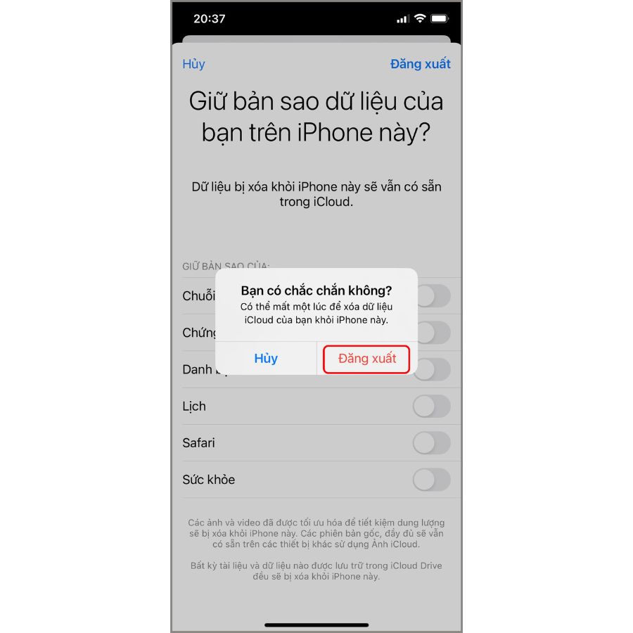 cách thoát icloud trên iphone