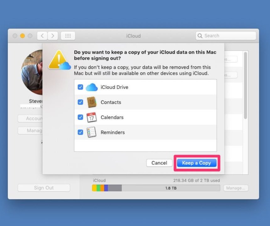 đăng xuất icloud macbook