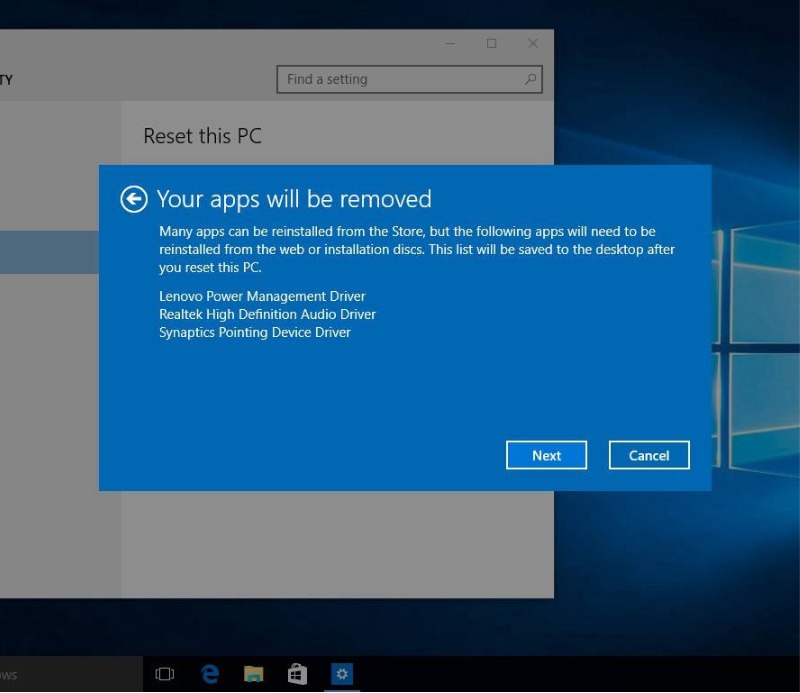 reset máy tính lenovo