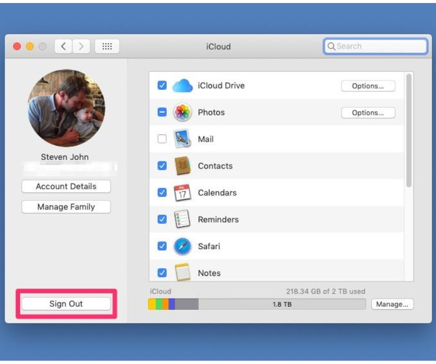 thoát icloud trên macbook