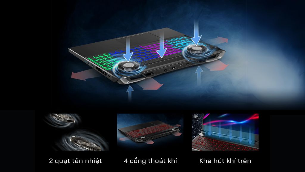Acer Nitro 16 Phoenix - hệ thống tản nhiệt
