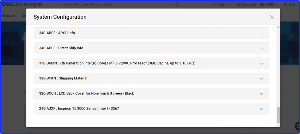 Bước 3: kiểm tra cấu hình laptop Dell thông qua trang web Dell
