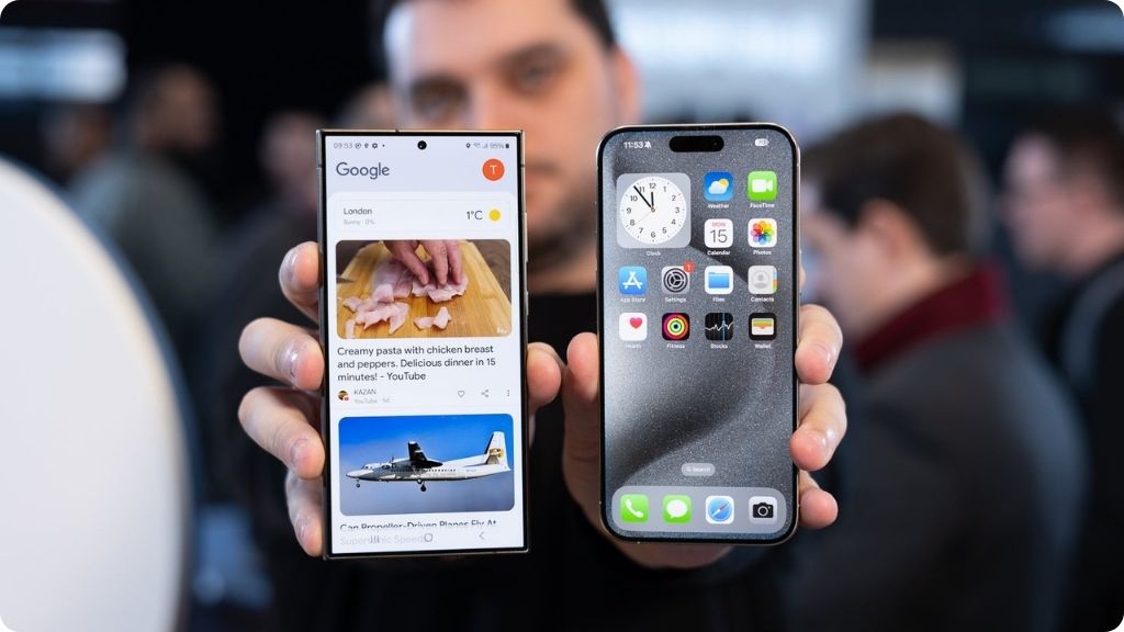 So sánh màn hình Samsung Galaxy S24 Ultra và iPhone 15 Pro Max