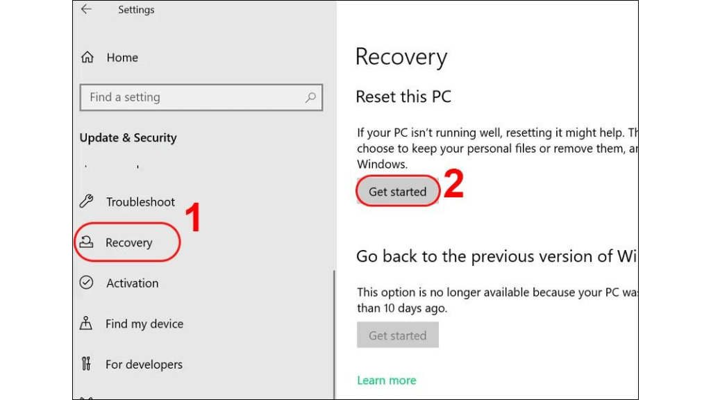 Cách reset Dell Win 10