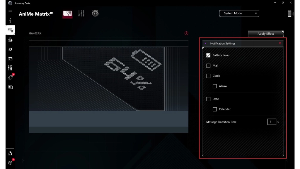 AniMe Matrix System Mode